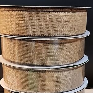 NEW 3 Rolls Burlap Kirkland Signature Wire-Edged Ribbon, 150 yards total